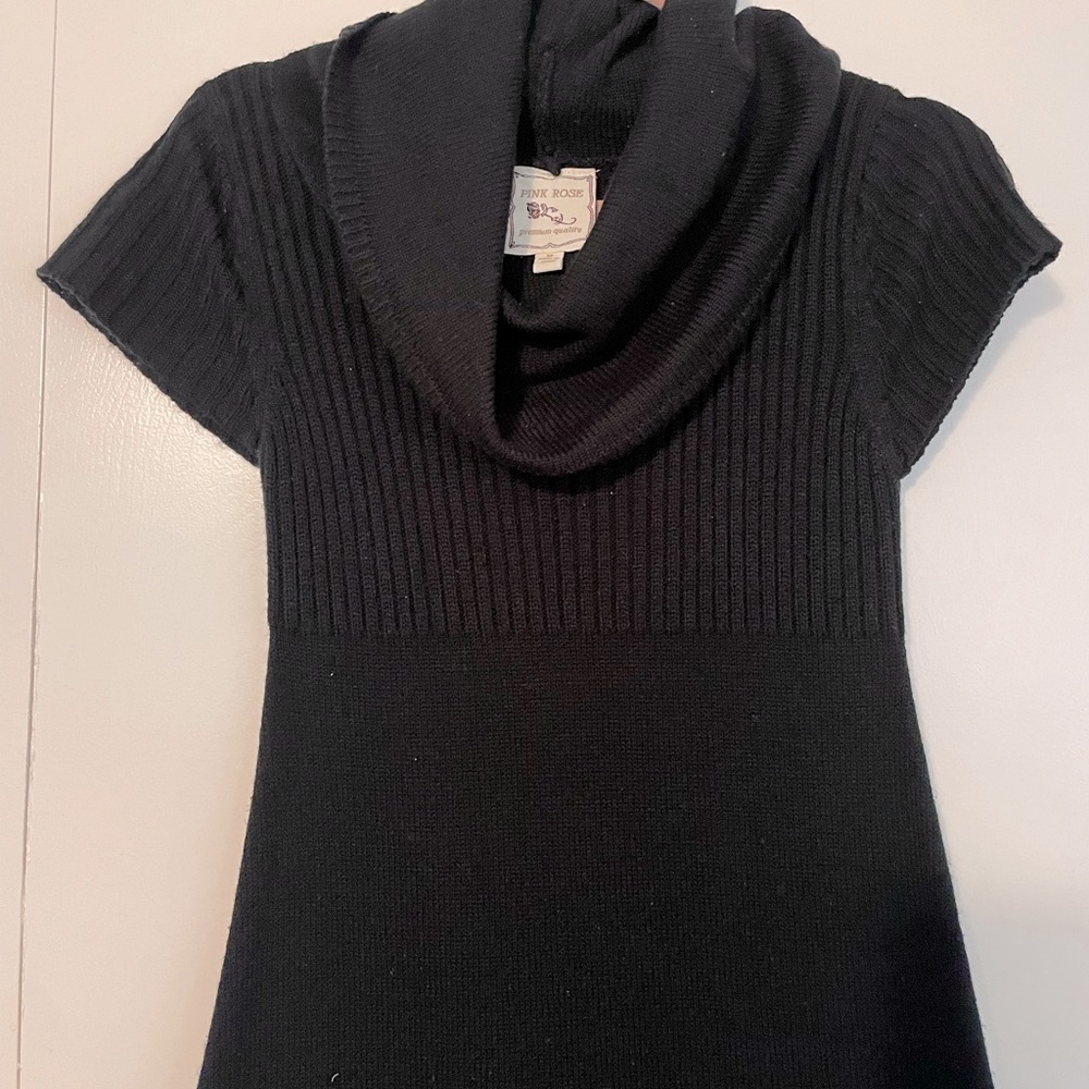 Medium Cowl Neck Black Sweater Dress